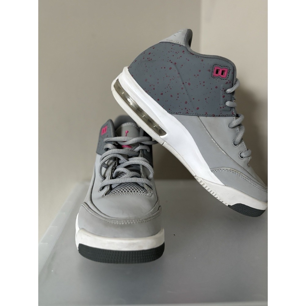 Nike Air Jordan Flight Size 4 Youth Gray And Pink 820250-001 Great Shape!